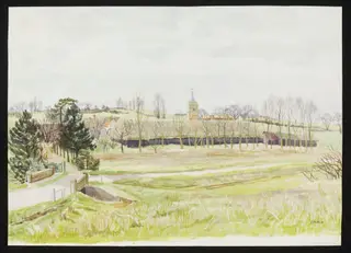 Barn at Westmill, by Hawkins, watercolor