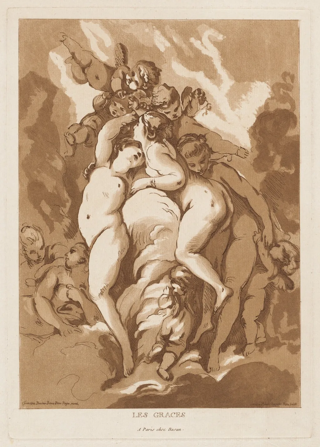 Les Graces (The Graces), by François-Philippe Charpentier, ink, 1766