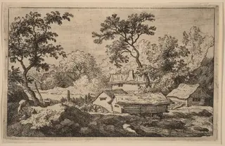 Mill below a Waterfall, by Allart van Everdingen, ink, 1650