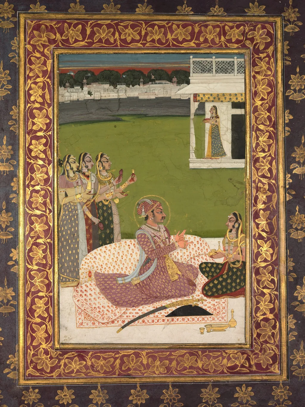 Portrait of Maharaja Savant Singh with Consort, Bani Thani, by Nihâl Chand, unspecified, 1752