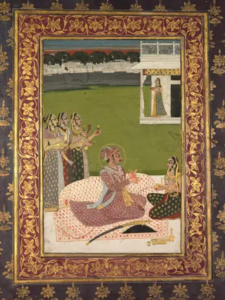 Portrait of Maharaja Savant Singh with Consort, Bani Thani, by Nihâl Chand, unspecified, 1752