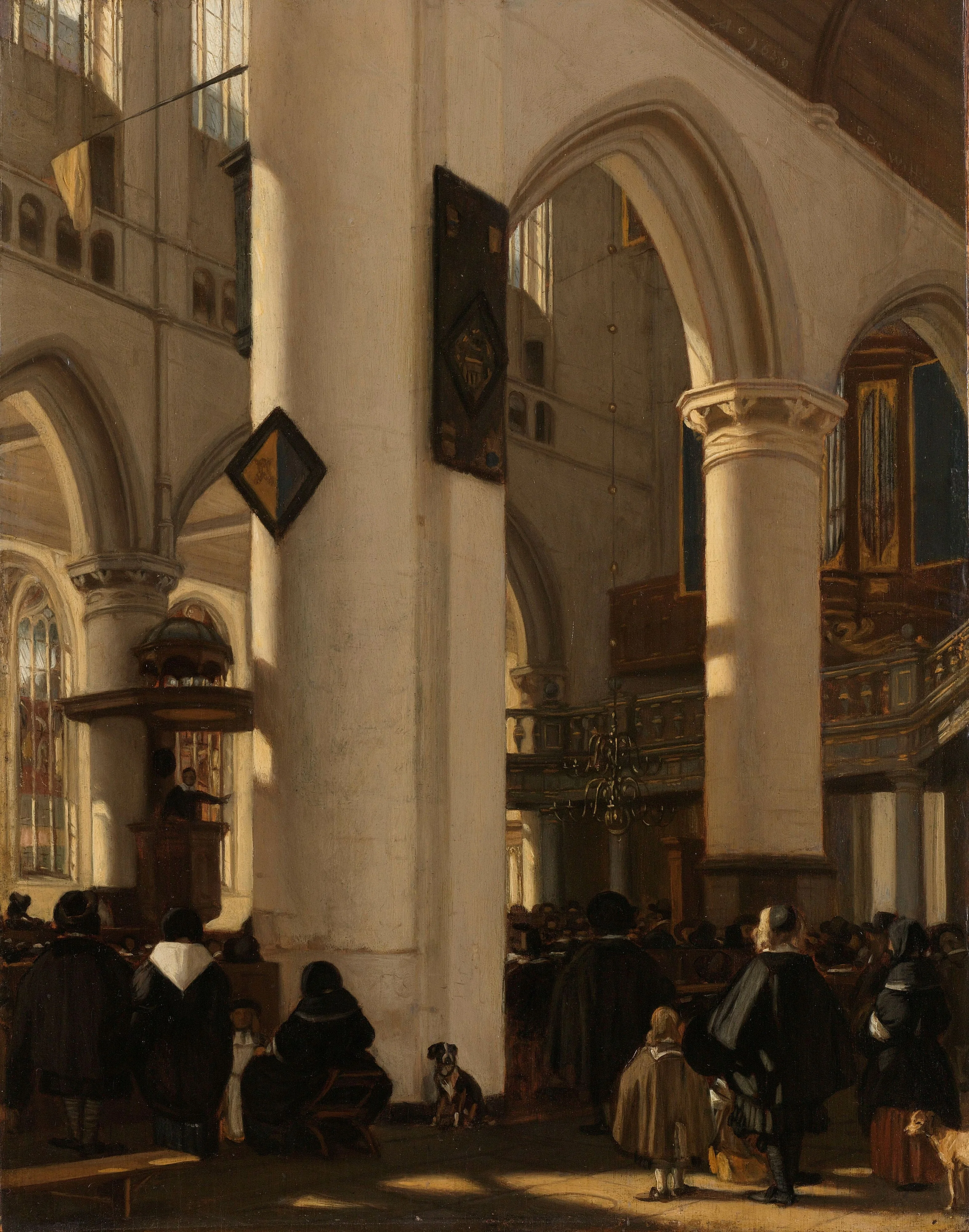 Interior of a Protestant, Gothic Church during a Service, detail