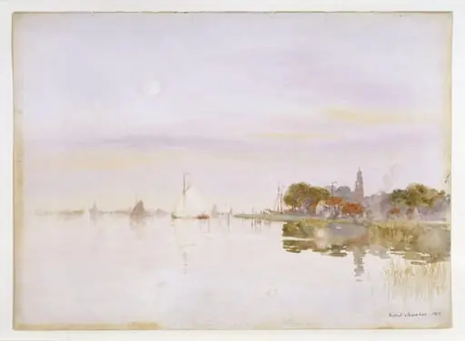 Moonlight over Marken, by Herbert Menzies Marshall, watercolor, 1898