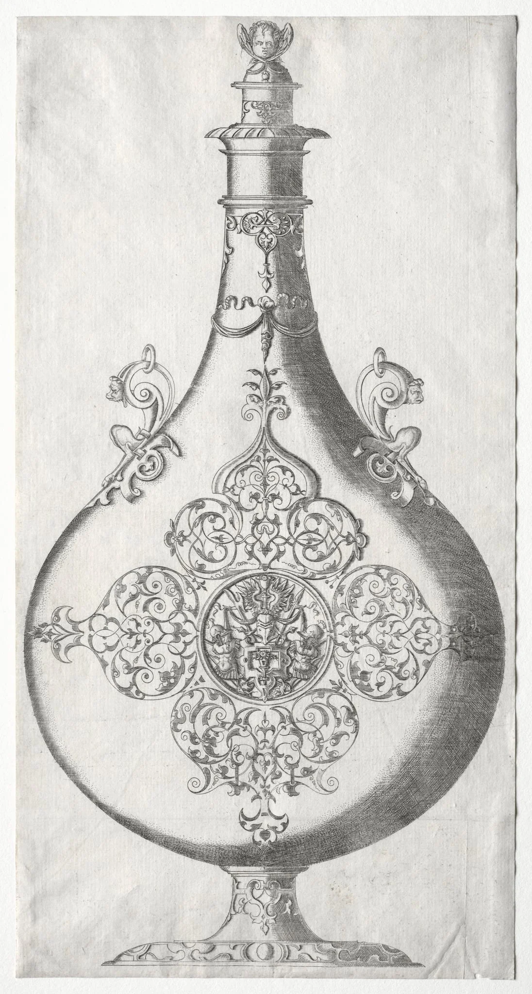 Pear-shaped Bottle with Trophy of Arms, detail