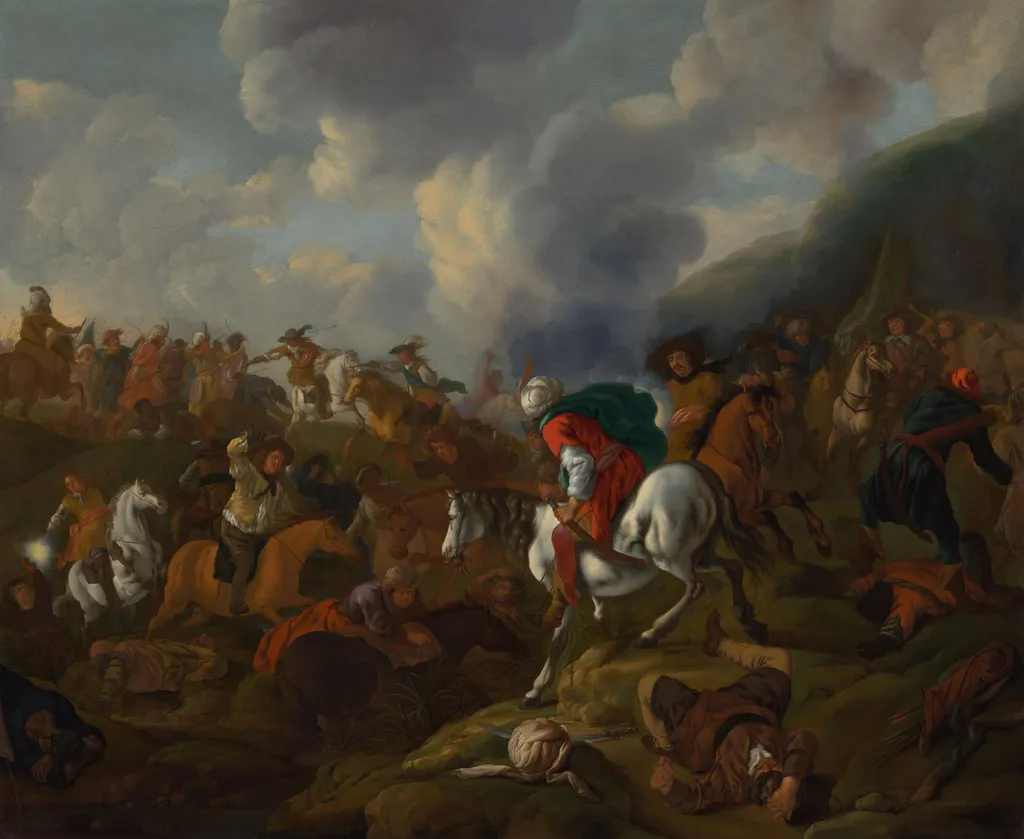 A Cavalry Encounter between Turkish Troops and the Troops of the Austrian Emperor, by Jacques Muller, unspecified, 1659