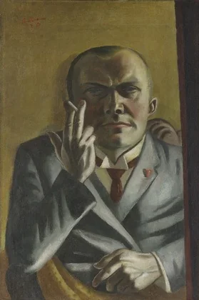 Self-Portrait on Yellow Ground with Cigarette, detail