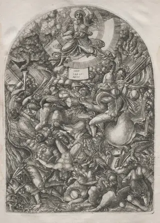 The Apocalypse:  The Angel in the Sun Calling the Birds of Prey, by Jean Duvet, 1551
