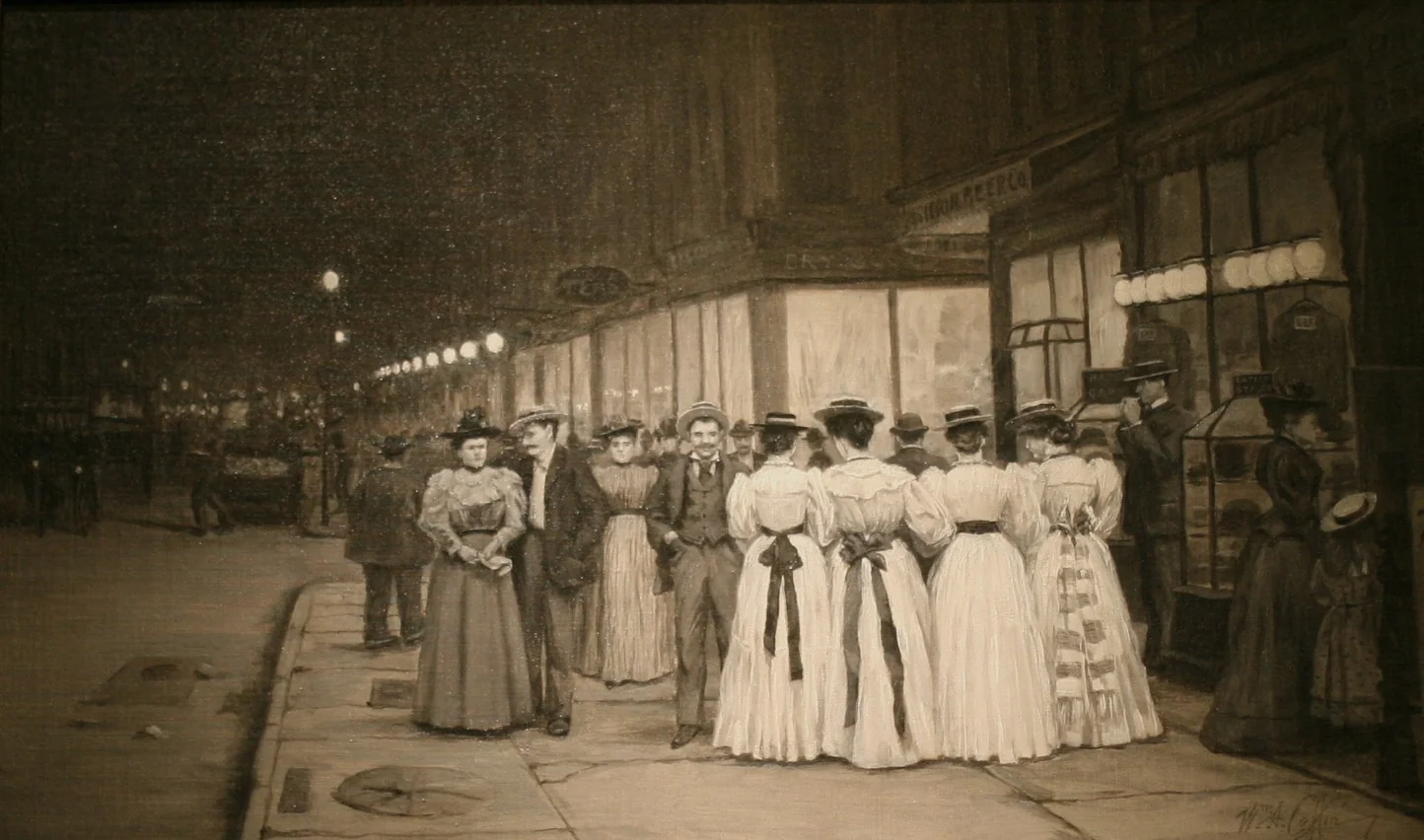 Saturday Night in August -- Eighth Avenue, detail