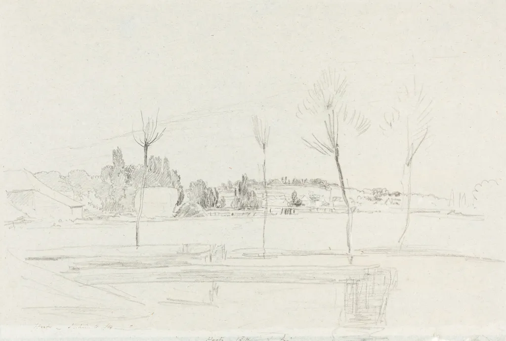 Landscape in Hertfordshire, by John Linnell, chalk, 1814
