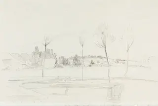 Landscape in Hertfordshire, by John Linnell, chalk, 1814