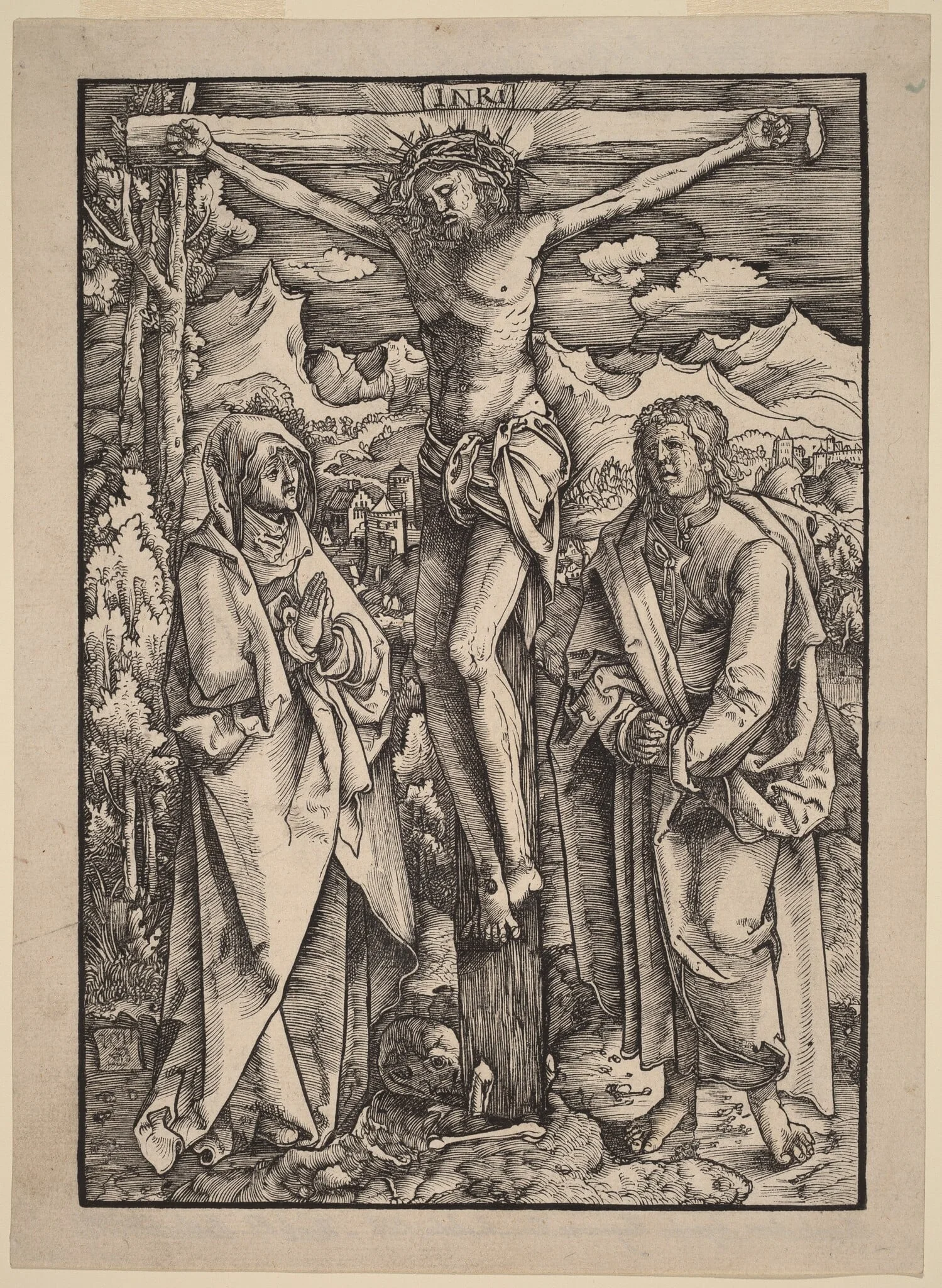Christ on the Cross between the Virgin and Saint John, detail