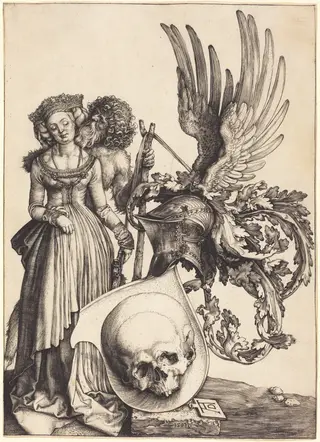Coat of Arms with a Skull, by Albrecht Dürer, ink, 1503