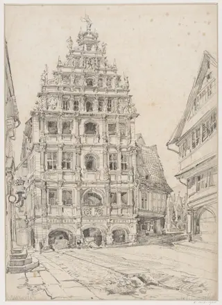 The east front of the Gewandhaus, Brunswick, by John Junior Burgess, 1833