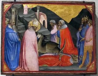 Saint Sylvester and the Dragon, by Agnolo Gaddi, unspecified, 1390