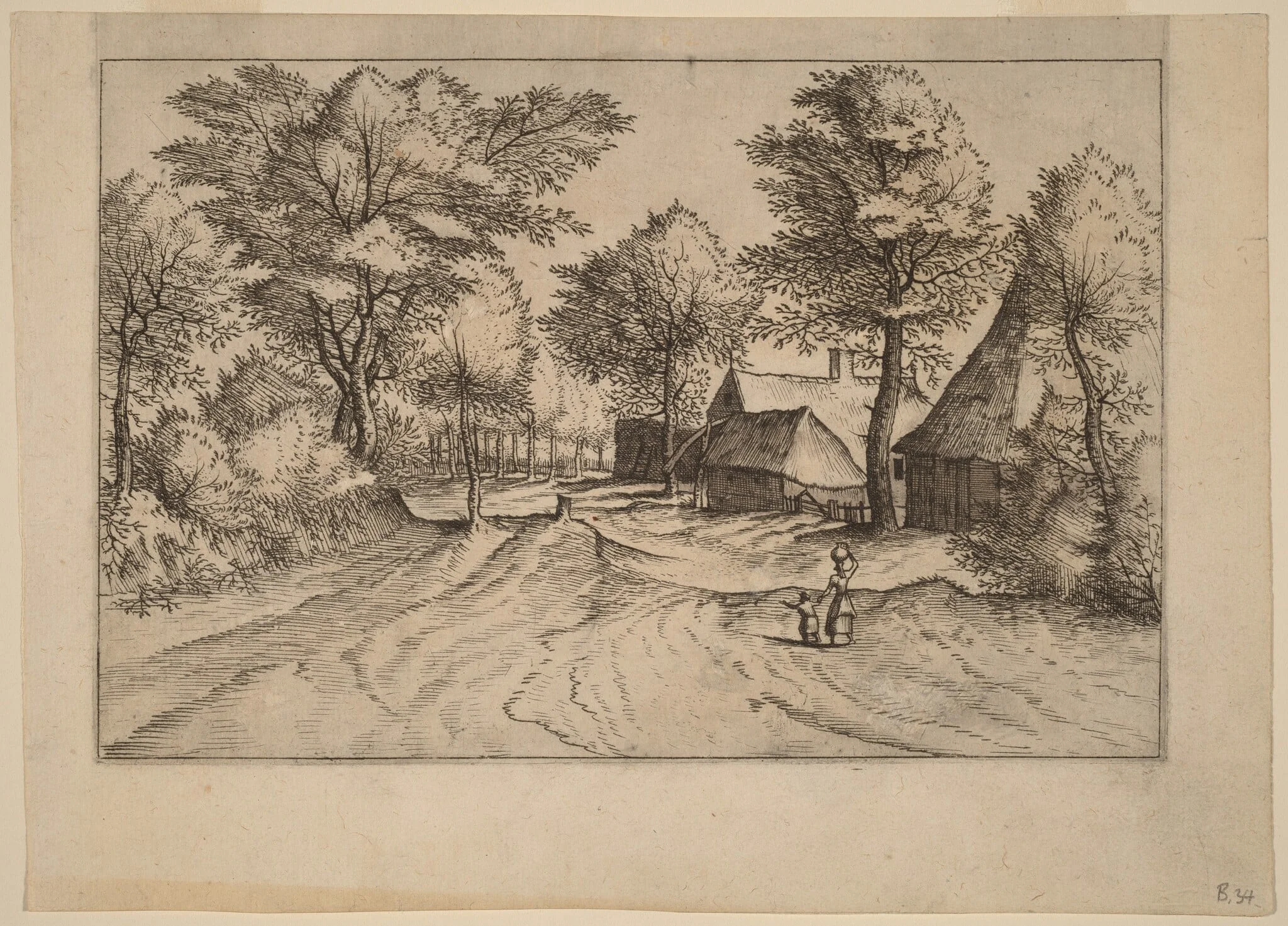Village Road with Farm and Sheds, detail