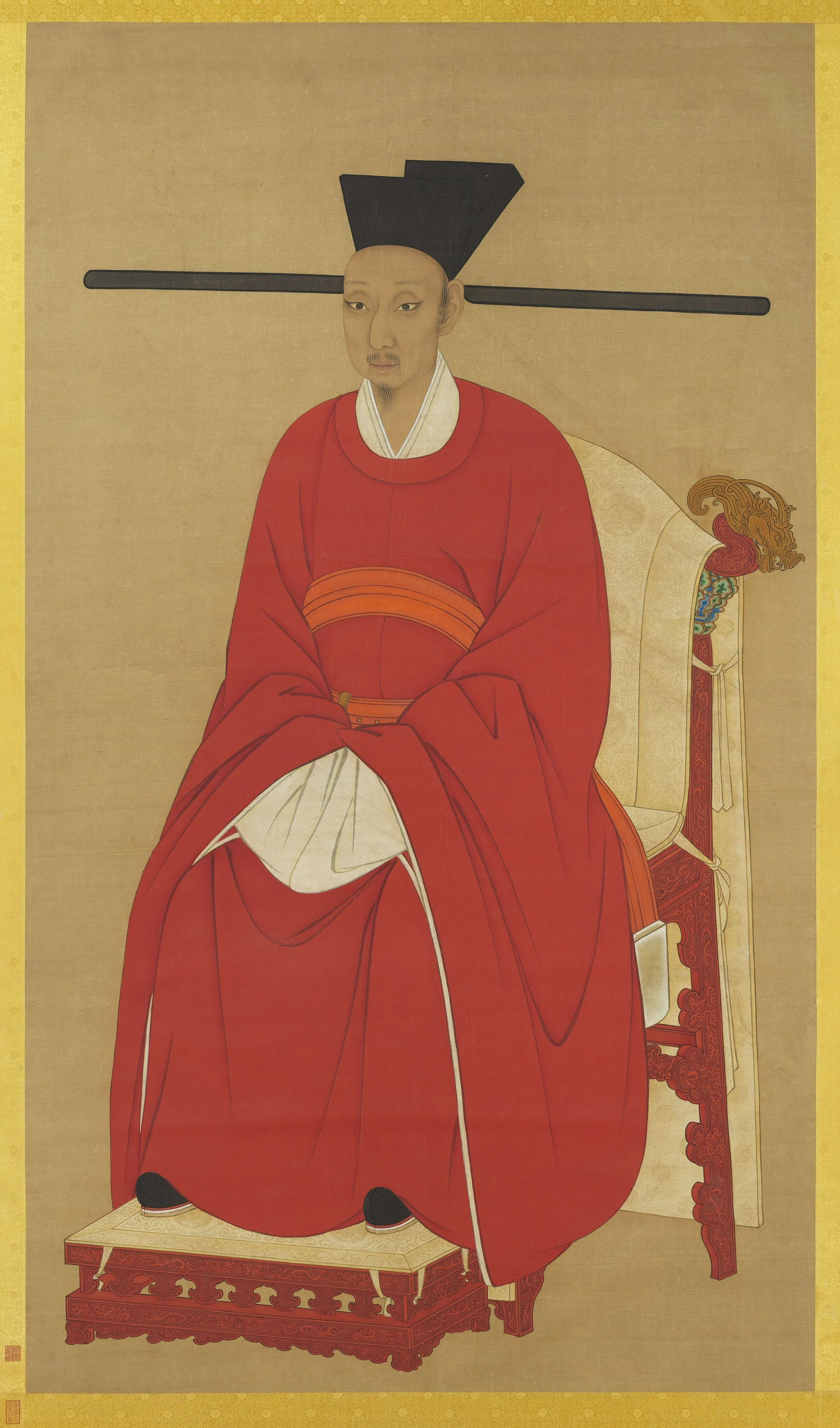 Seated Portrait of Emperor Ningzong, detail