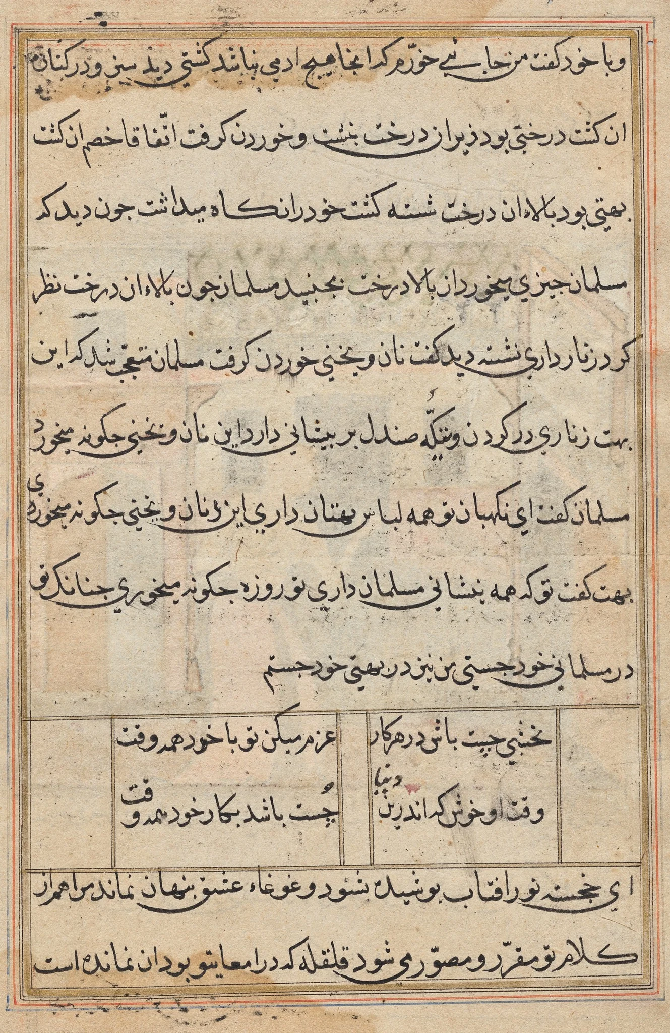 Page from Tales of a Parrot (Tuti-nama): text page, detail