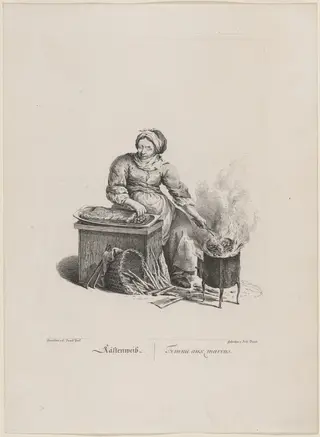 Cästenweib (Chestnut Seller), by Friedrich August Brand, ink, 1775