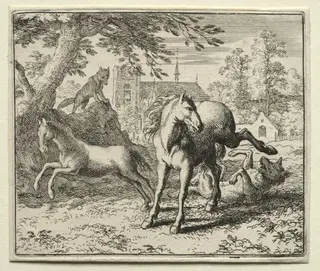 Reynard the Fox:  Reynard Tricks the Wolf, by Allart van Everdingen, 1662