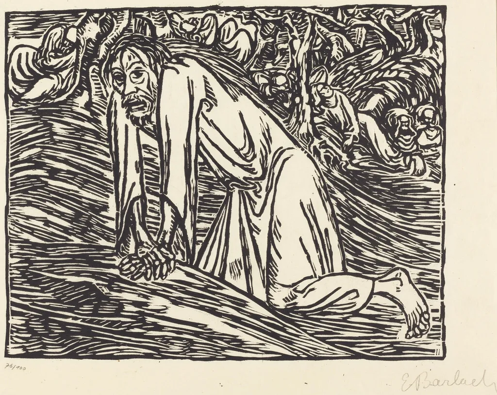 Christ in Gethsemane, by Ernst Barlach, ink, 1919