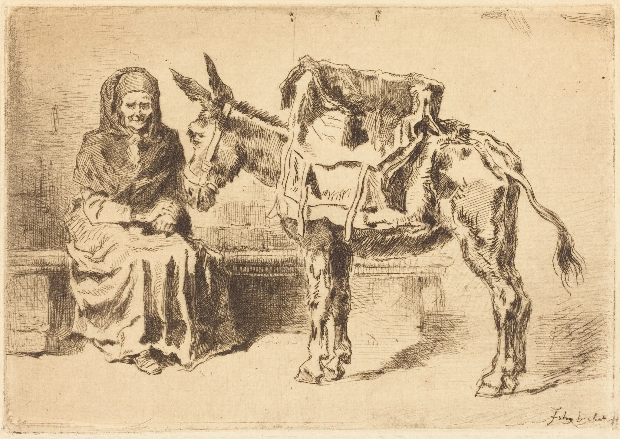 Cacoletière Assise (Seated Woman and Ass), detail
