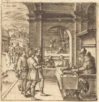 The Dishonest Steward, by Léonard Gaultier, ink, 1578