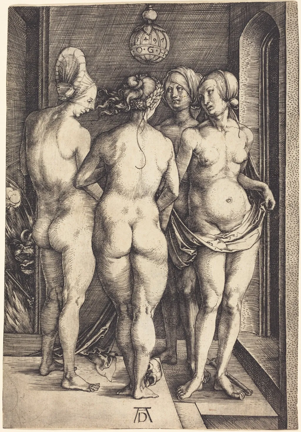 Four Naked Women, by Albrecht Dürer, ink, 1497
