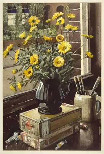 The Window Sill, by David Wilson, watercolor, 1900