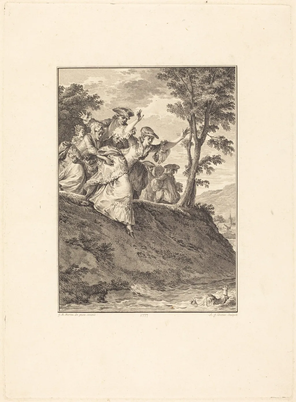 Elle s'élance après lui, by Antoine-Jean Duclos, ink, 1777
