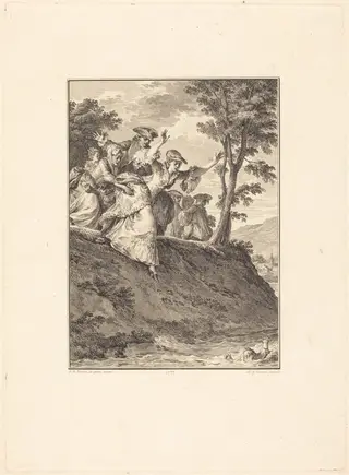 Elle s'élance après lui, by Antoine-Jean Duclos, ink, 1777