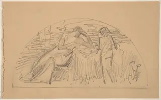 Study for a Lunette, by Charles Sprague Pearce, graphite, 1894