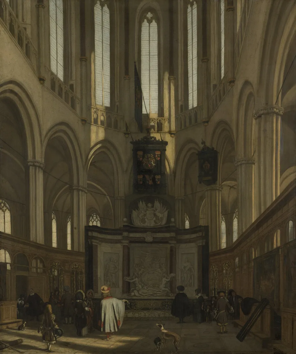The Tomb of Michiel de Ruyter in the Nieuwe Kerk, Amsterdam, by Emanuel de Witte, oil, 1692