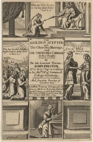 Title Page for The Golden Scepter, by John Preston, by George Glover, ink, 1638