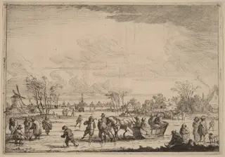 Ice Sleighs, by Peeter Bout, ink, 1688