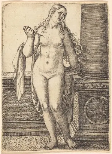 Lucretia Standing at a Column, by Barthel Beham, ink, 1524