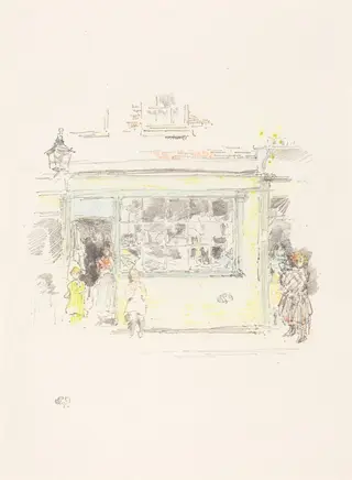 Drury Lane Rags, by James McNeill Whistler, ink, 1888