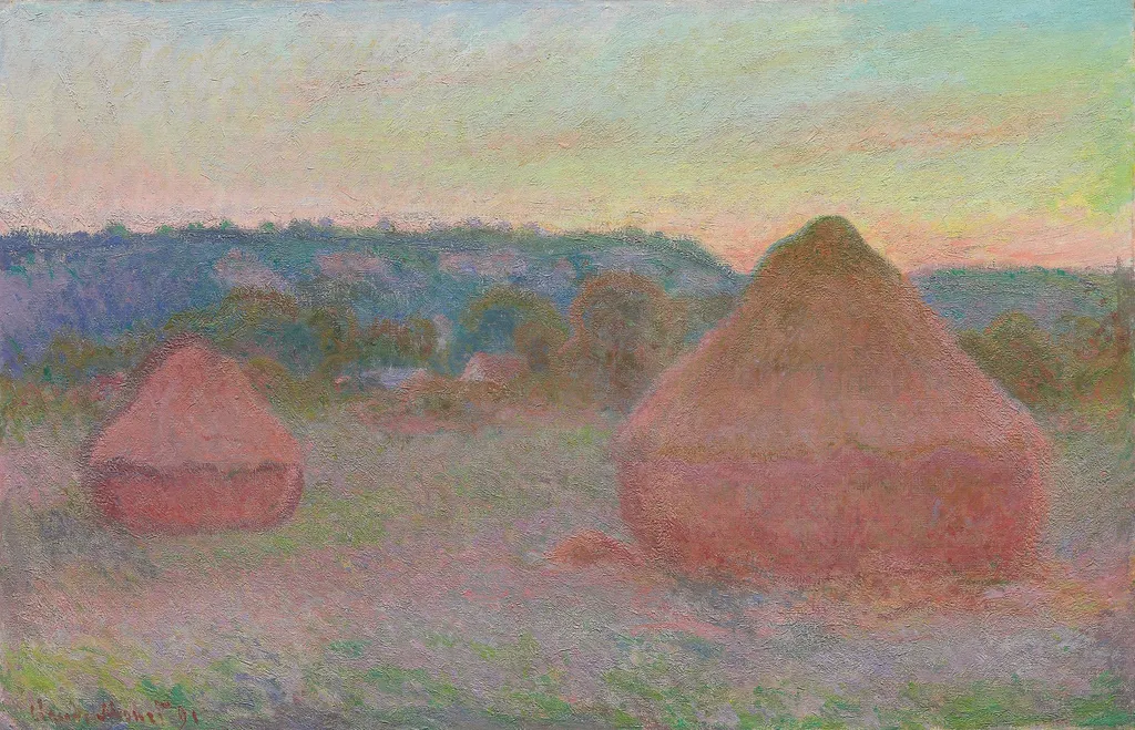 Stacks of Wheat (End of Day, Autumn), by Claude Monet, oil, 1896