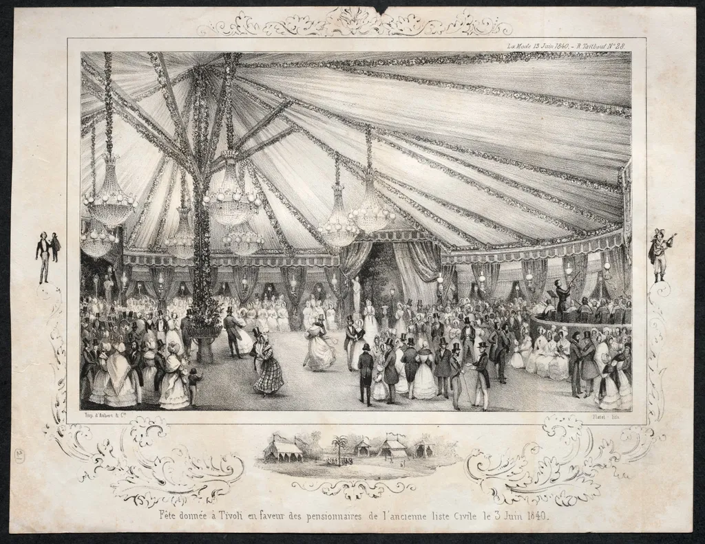 Fête donnée à Tivoli en faveur des pensionnaires de l'ancienne liste civile le 3 Juin 1840, by Jules Platier, 1840