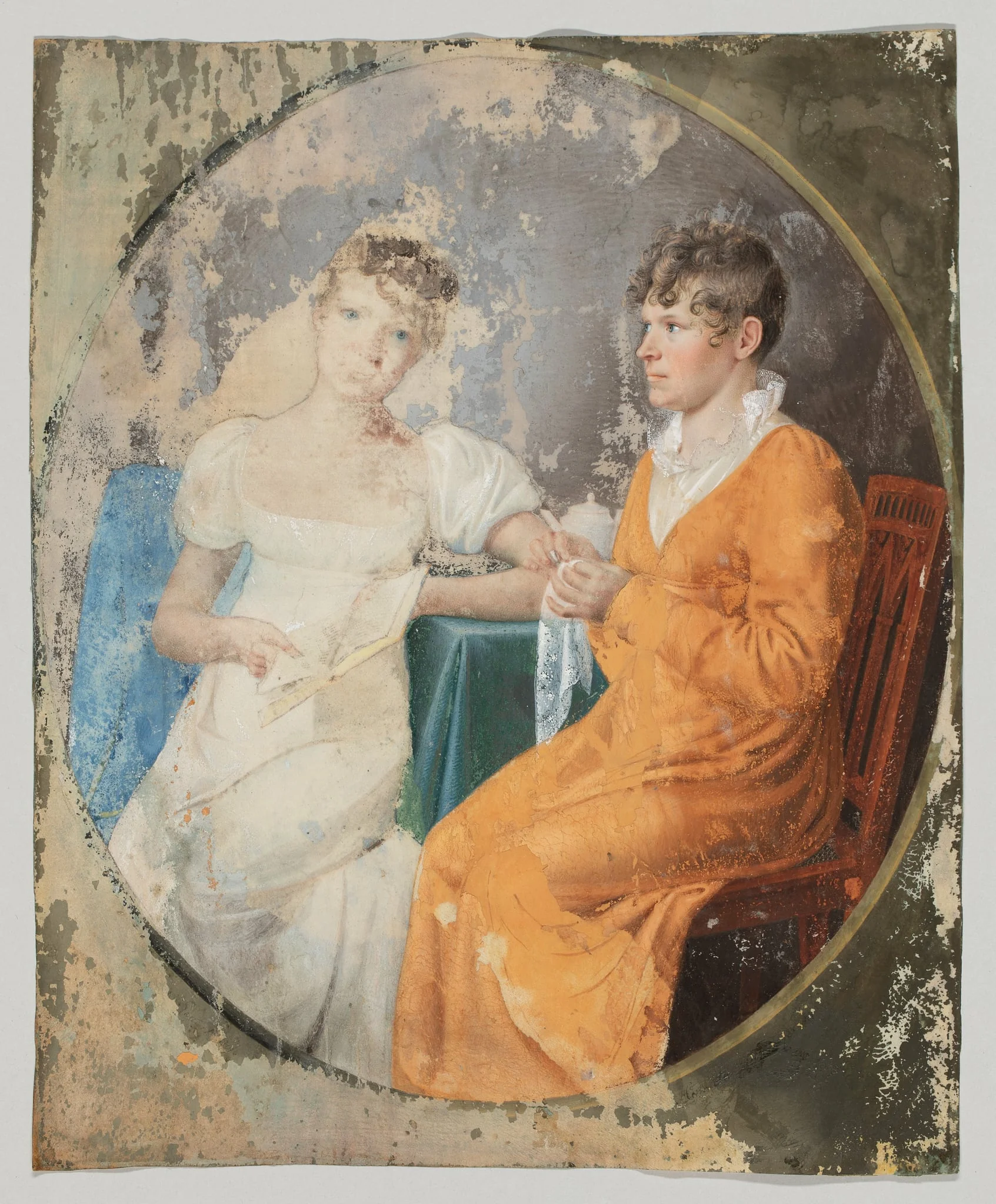 Jügel, Henriette: Zwei junge Frauen am Kaffeetisch, detail
