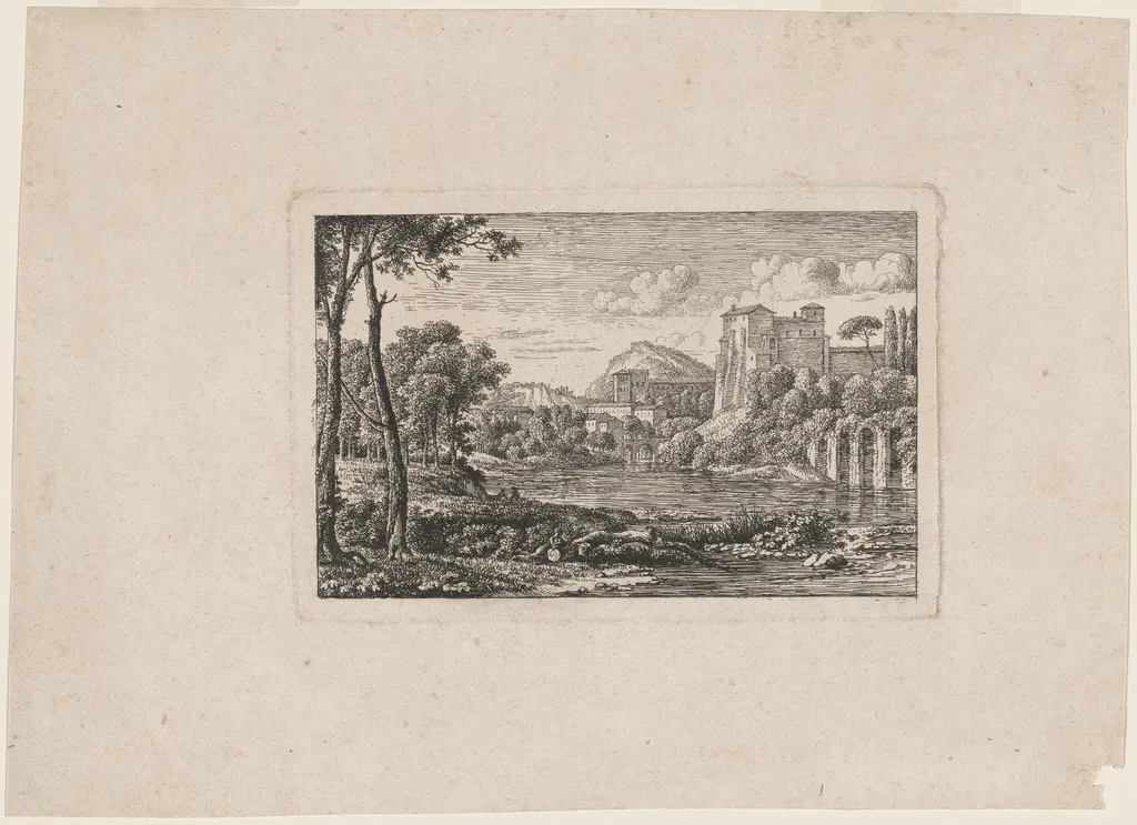 River Landscape in the Roman Campagna, by Johann Christian Reinhart, ink, 1794