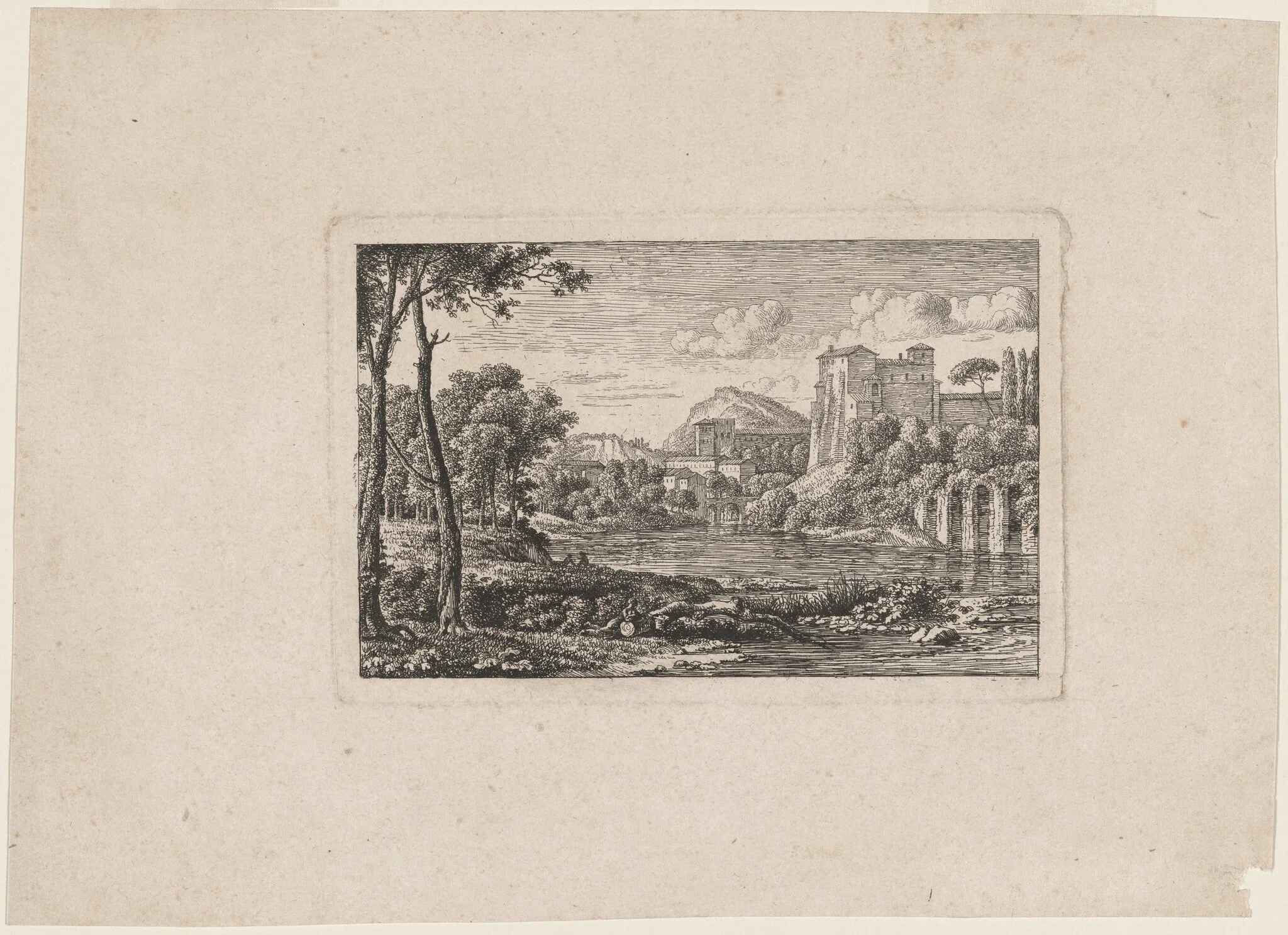 River Landscape in the Roman Campagna, detail