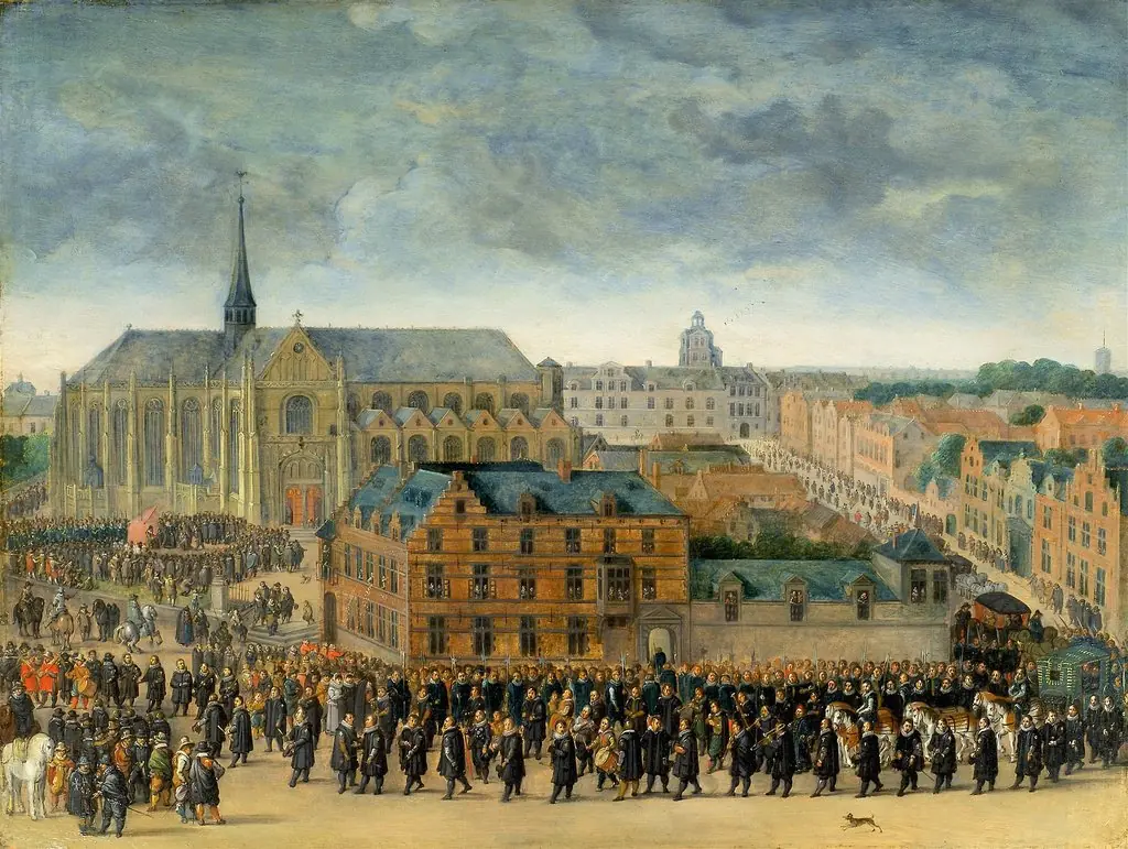 The Infante Isabella shoots the jay of the Grand Serment with a crossbow in the Sablon in Brussels, May 15th 1615, by Antoon Sallaert, oil, 1650