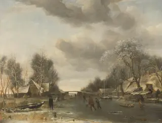 Winter scene, by Jan van de Cappelle, oil, 1652