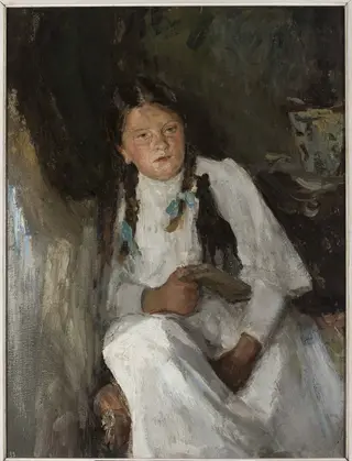 Portrait of a girl, by Jan Ciągliński, oil, 1895