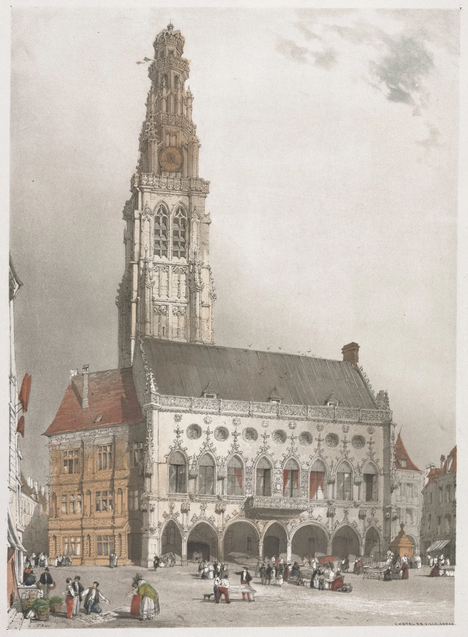 Picturesque Architecture in Paris, Ghent, Antwerp, Rouen: L'Hôtel de Ville, Arras, France, detail