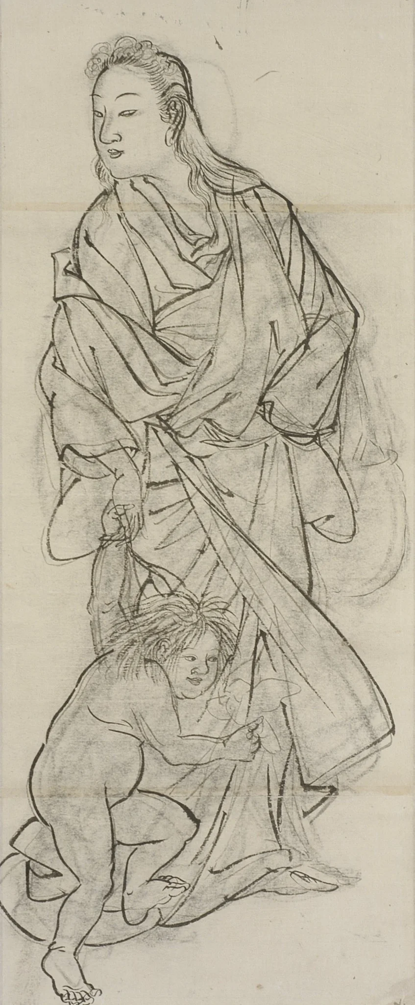 Yamauba and Kintarō, detail