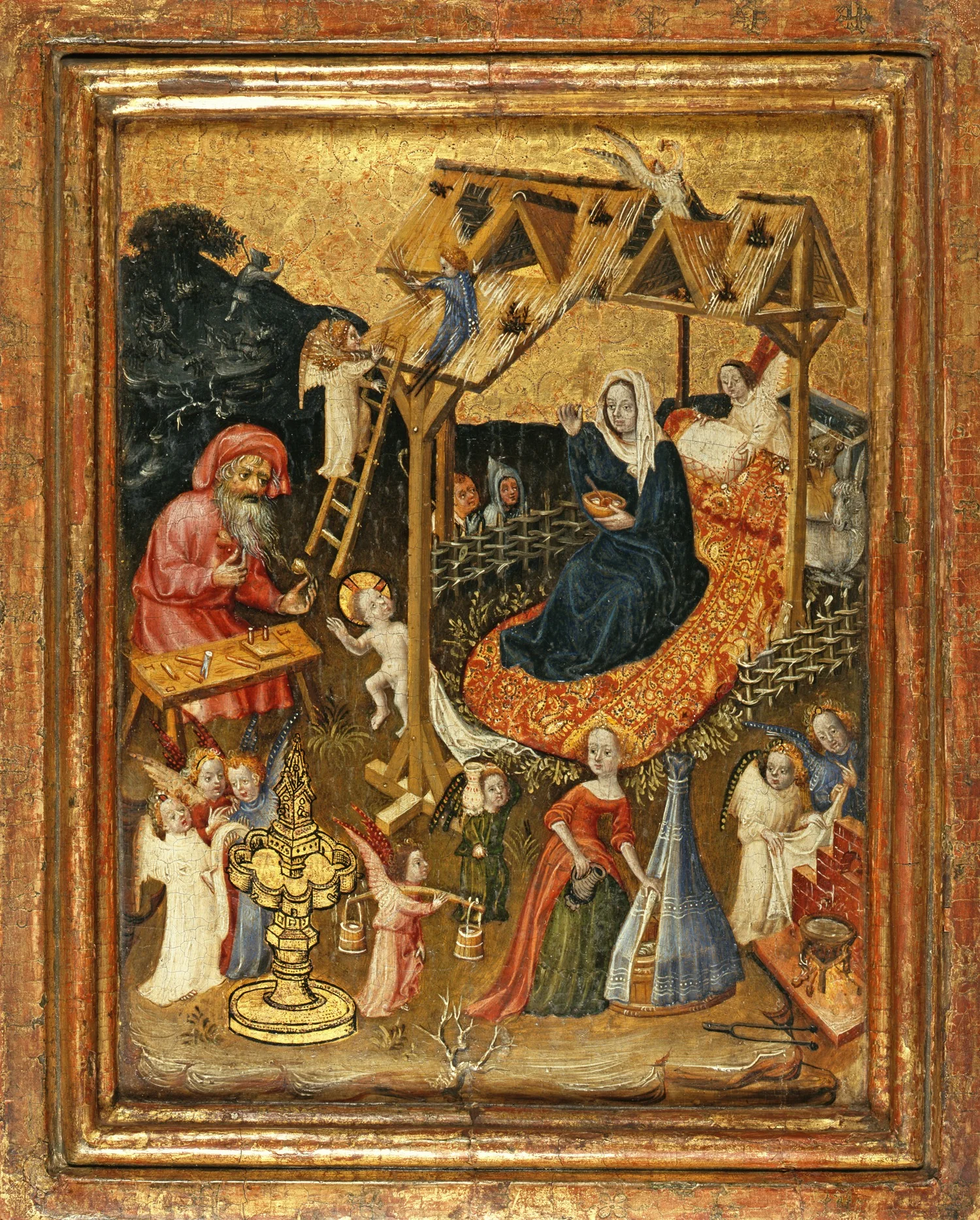 The Holy Family in the stable with angels, detail