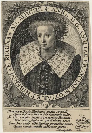 Anne of England, by Crispijn van de Passe I, ink, 1604
