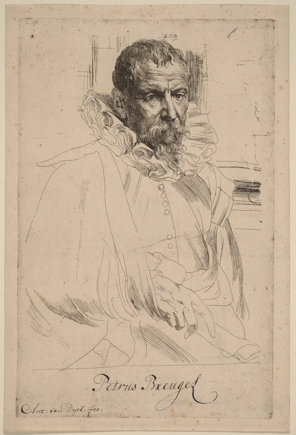 Pieter Bruegel the Younger, by Anthony van Dyck, ink, 1634