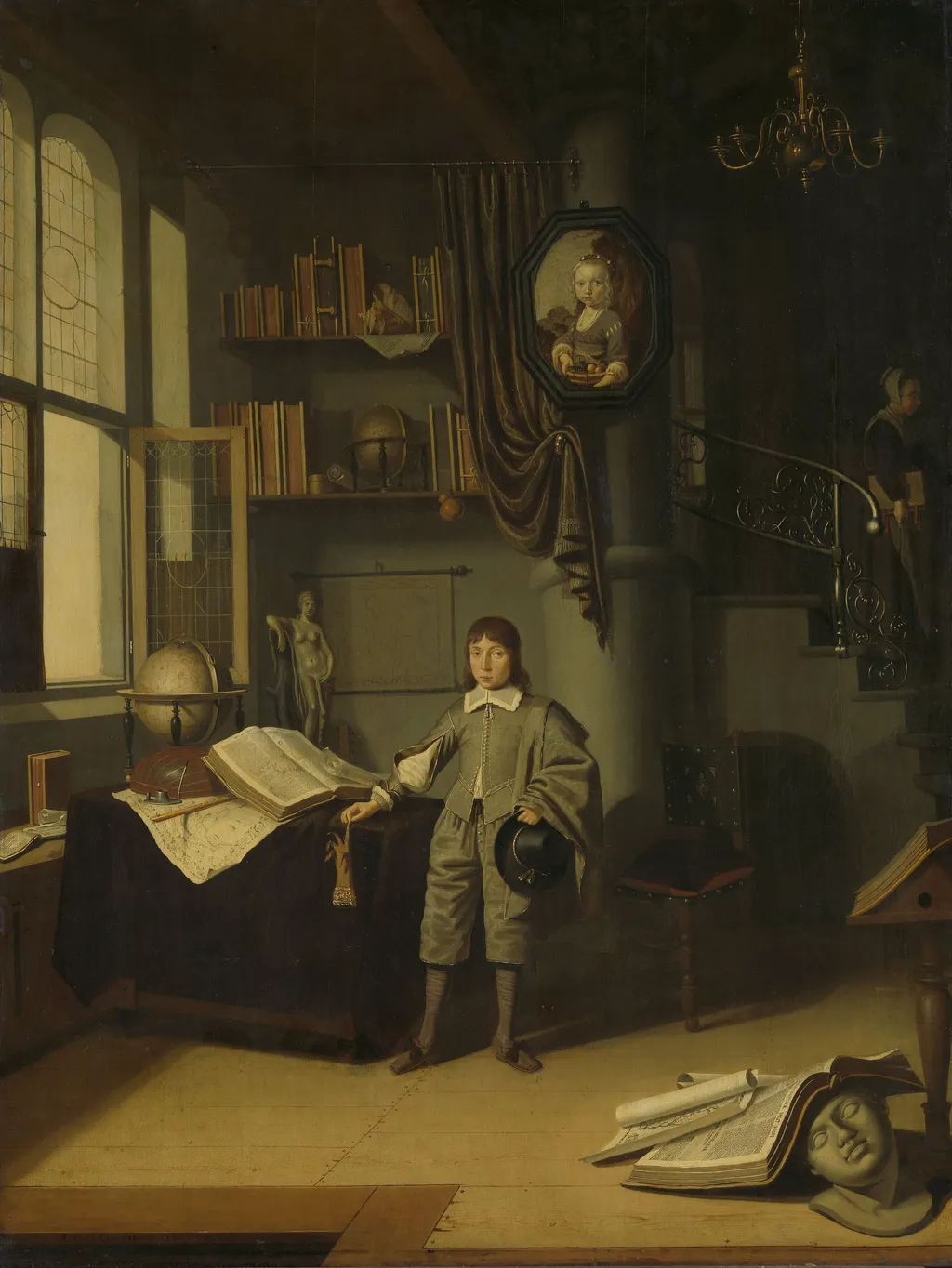 Young Man in a Study, by Adriaen van Gaesbeeck, oil, 1645